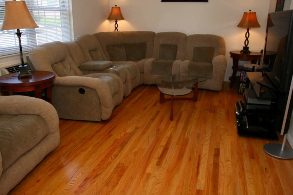 Living room at Cloverdale Park Apartments in Saddle Brook, New Jersey