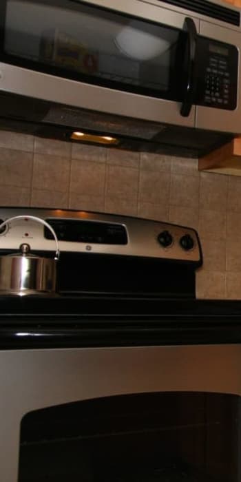 Modern kitchen appliances at Kuser Village in Hamilton, New Jersey