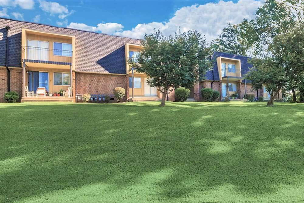 View of grass area at Patrician Terrace Apartment Homes in Jackson, Tennessee