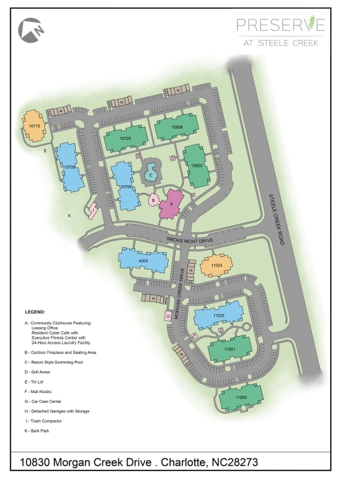 Site map of Preserve at Steele Creek