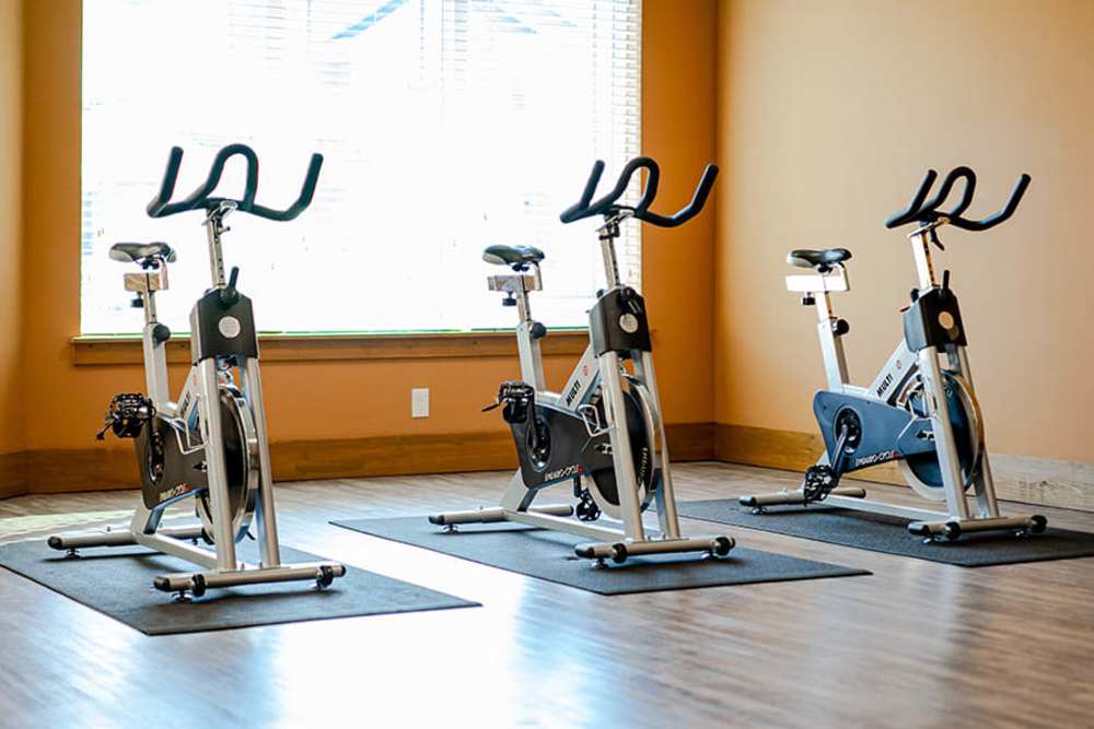 Cycling machines at Caliber at Hyland Village in Westminster, Colorado