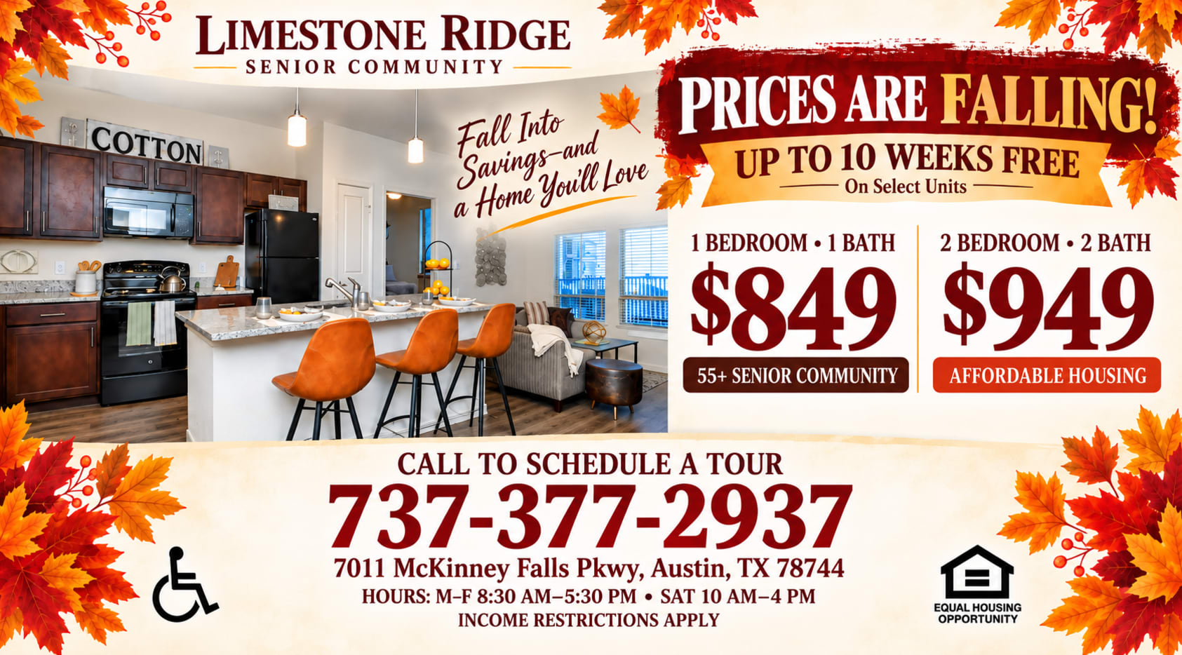 Fall Specials at Limestone Ridge Apartments in Austin, Texas