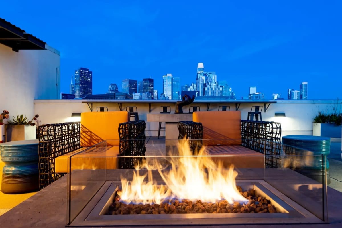Rooftop fire place at The Wilson in San Francisco, California