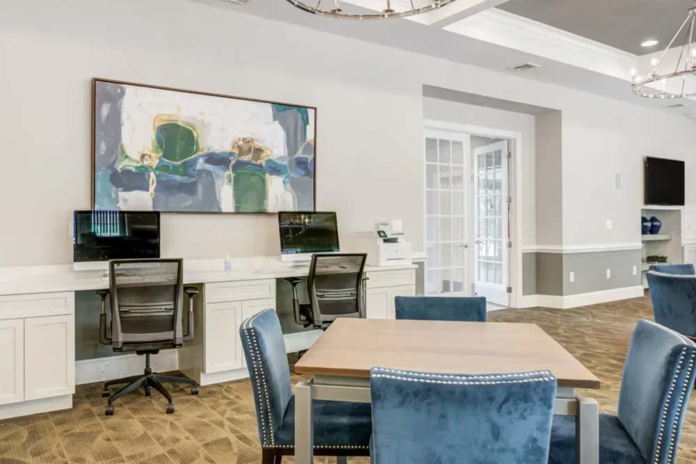 Kitchen and dining area of apartments at Eagle Rock Apartments at Malvern in Malvern, Pennsylvania