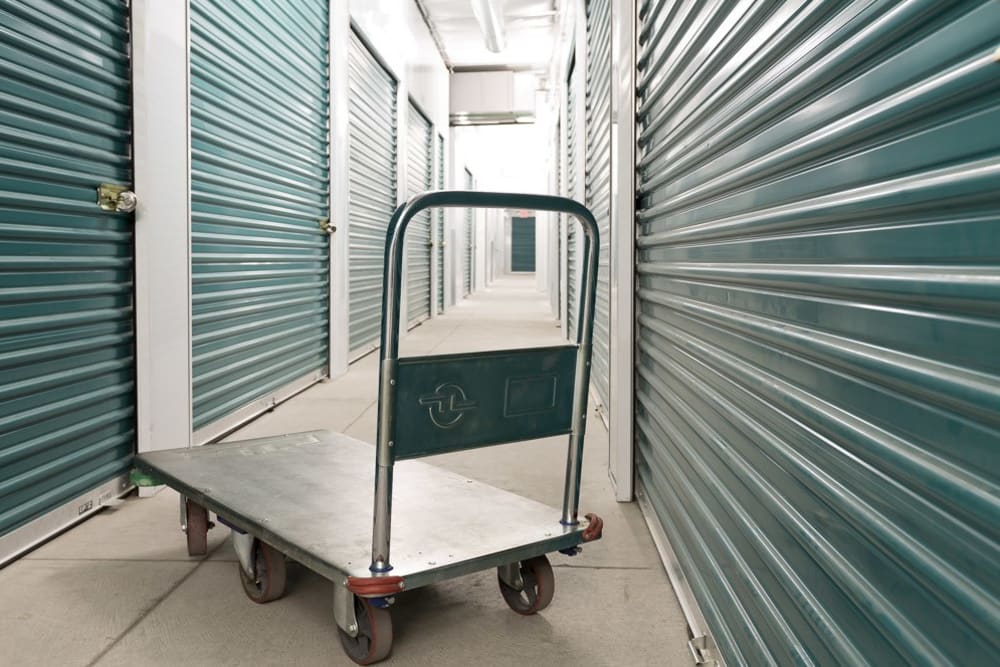 Spacious hallways at Ventana Ranch Self Storage in Albuquerque, New Mexico.