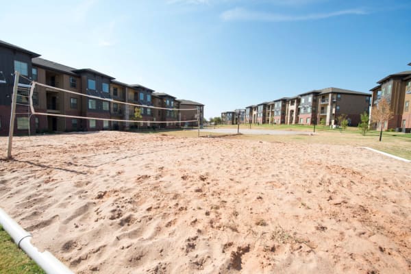 Sandy volleyball court at Tradan Heights in Stillwater, Oklahoma