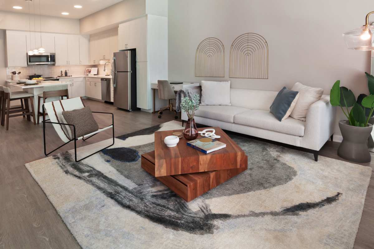 Spacious living room at The Blake in Alexandria, Virginia