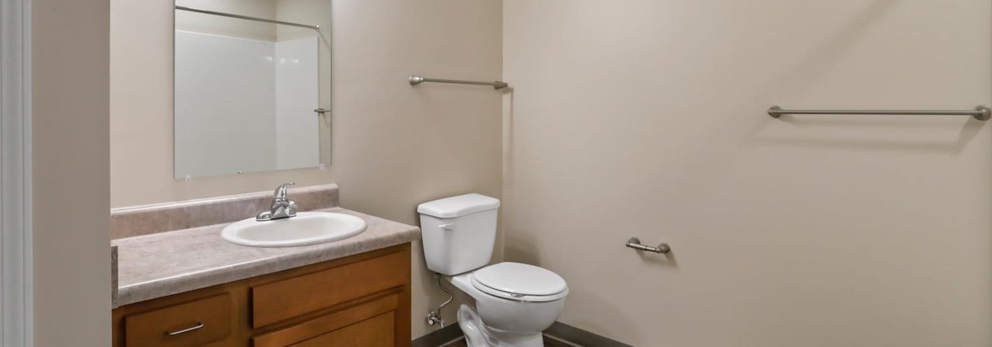 Bathroom with grab rails at Allegany Junction in Cumberland, Maryland