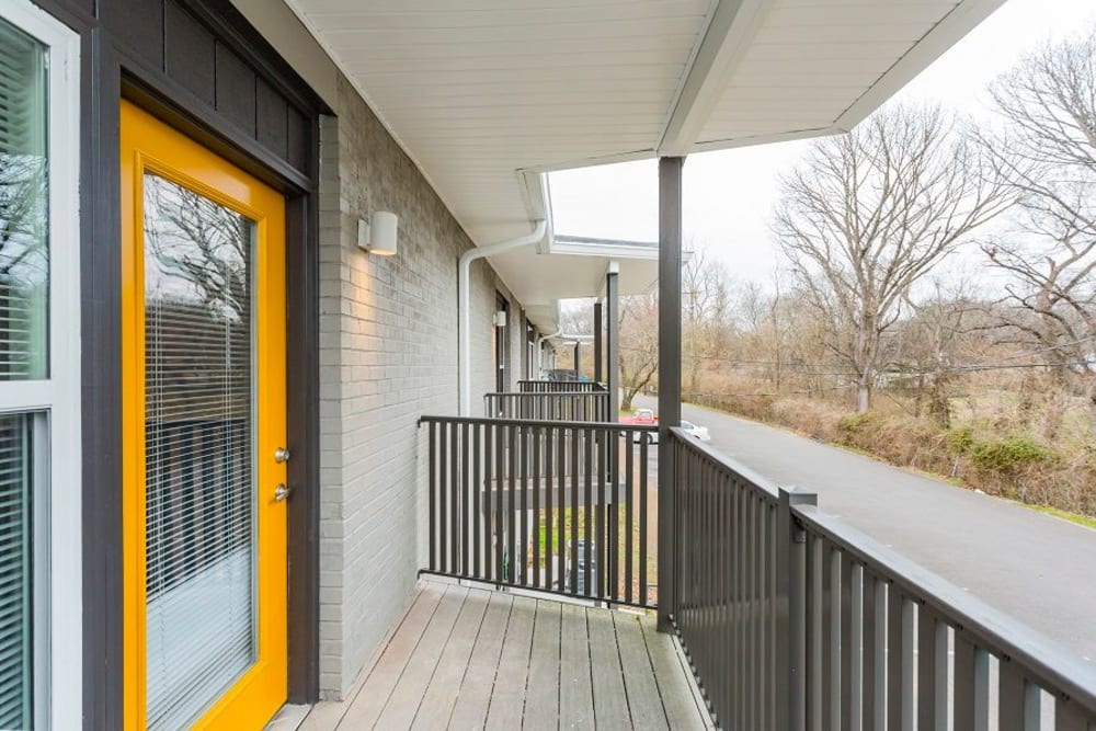 Private patio at Gibson Creek Apartments in Madison, Tennessee