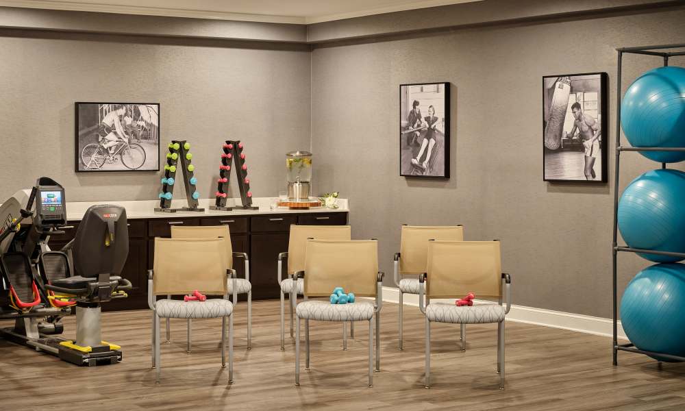 Fitness and wellness activity room at Waltonwood Cotswold in Charlotte, North Carolina  