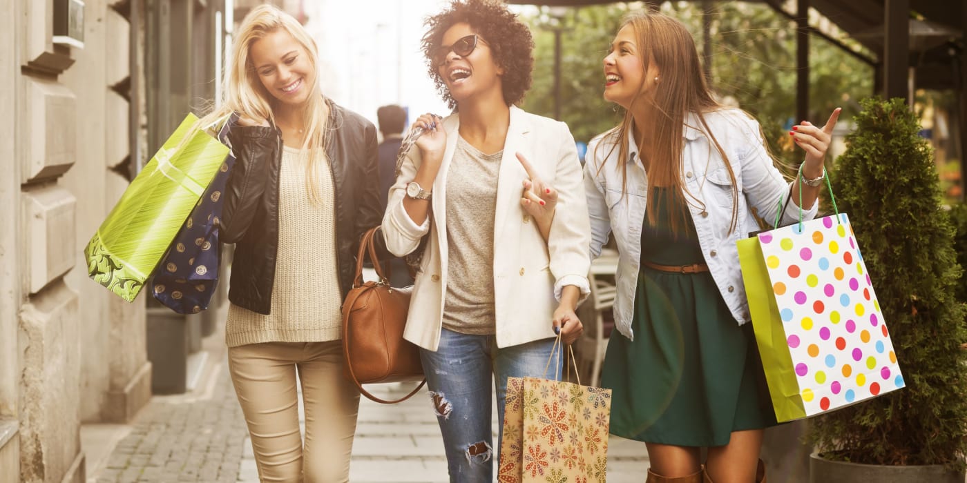 Friends shopping near Montgomery Arms Apartments