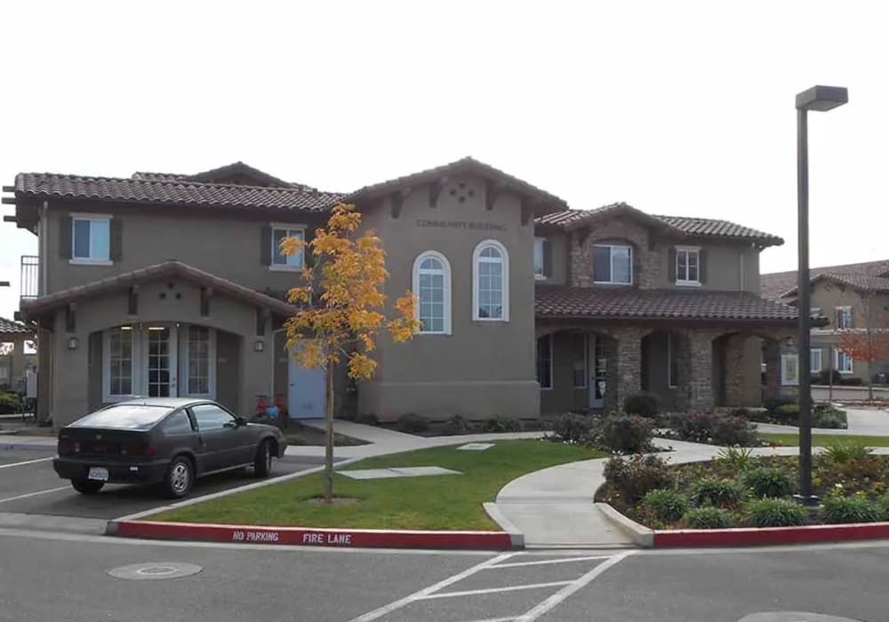 Building exterior at Villa Escondido in Orange Cove, California