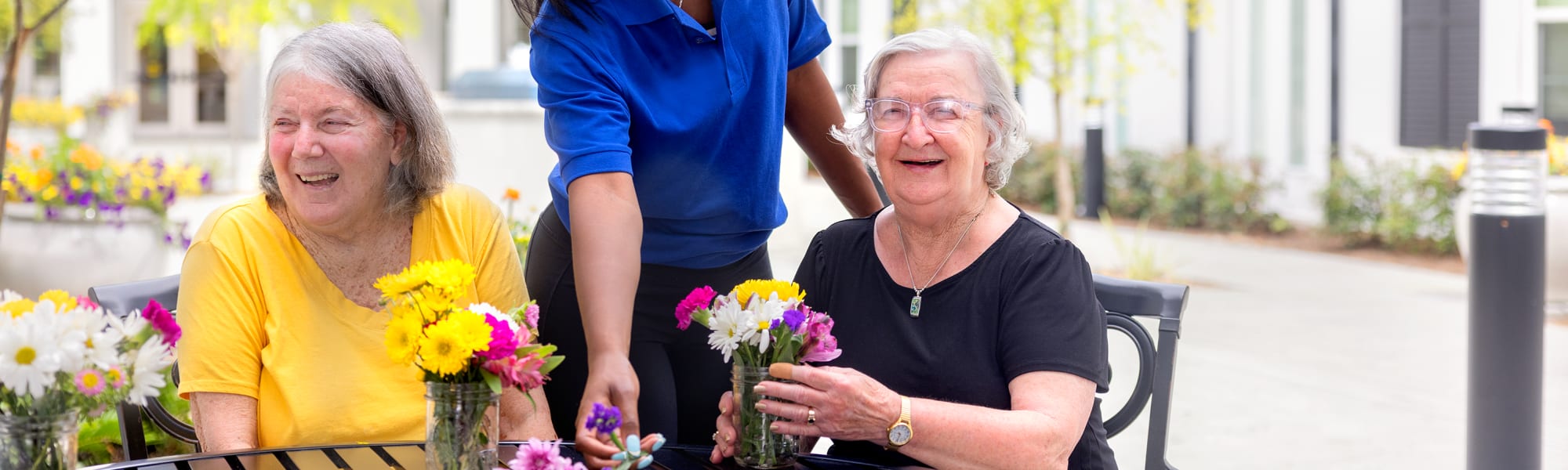 Resident enjoying time in outside area near The Barclay at Sarasota in Sarasota, Florida