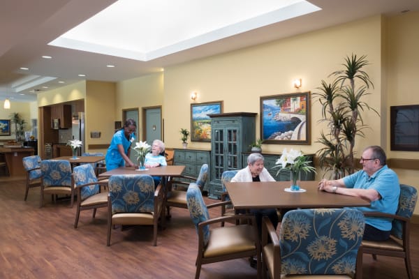 Residents in the dining room at Avenir Memory Care at Chandler in Chandler, Arizona