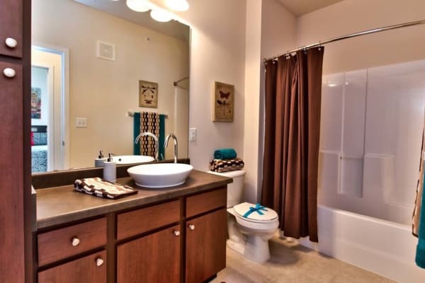 Spacious bathrooms at Aventura at Richmond in Saint Peters, Missouri.