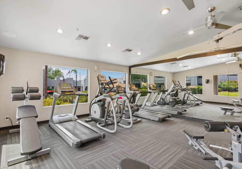 Fitness center featuring modern equipment at Cabrillo Apartments in Scottsdale, Arizona