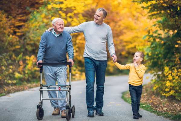 Family on a walk at Clearwater at Sonoma Hills in Rohnert Park, California
