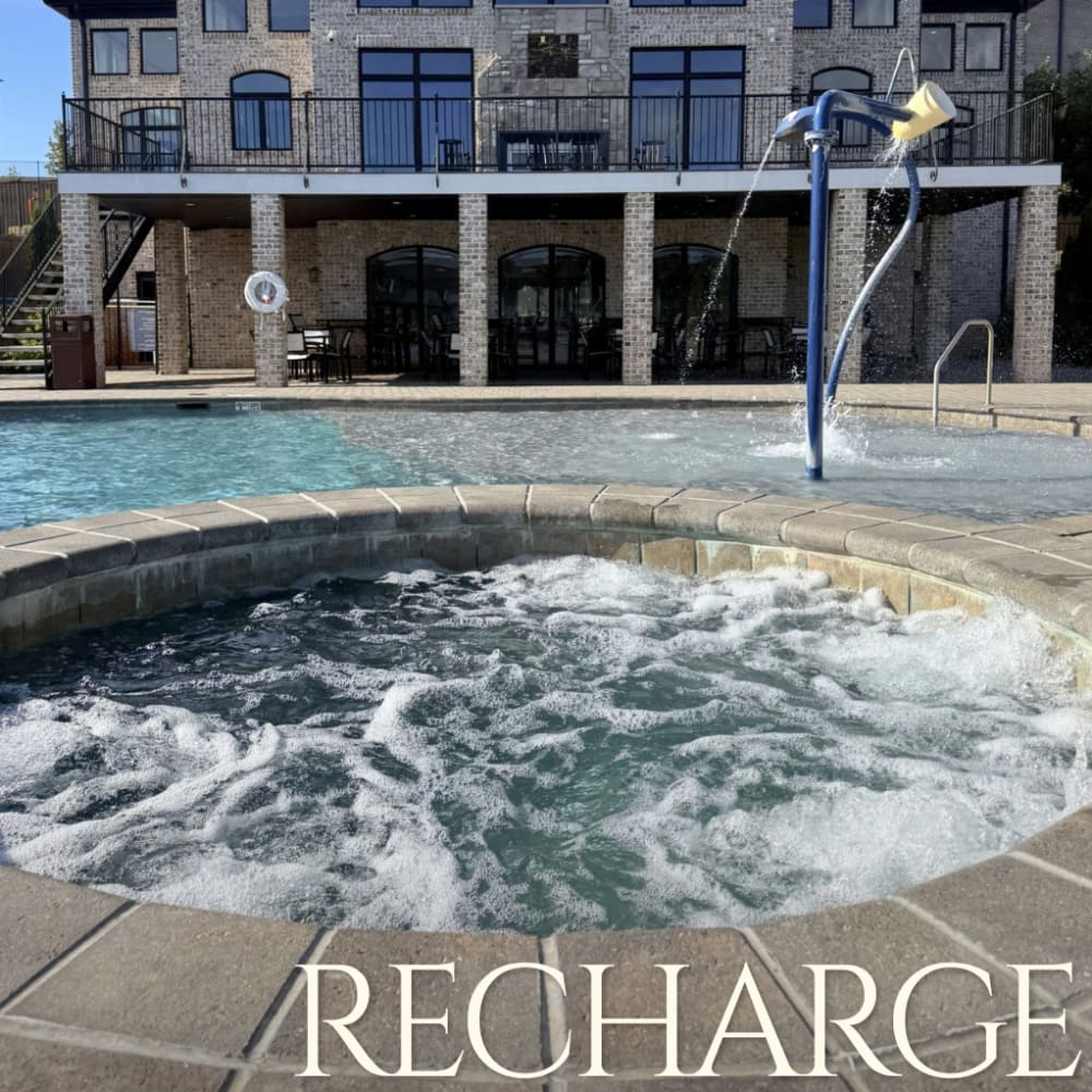 Social media post by the property, recharge by our hot tub at West Edge in Lynchburg, Virginia