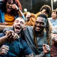 Group of happy residents at Falcon House in Fort Walton Beach,Florida