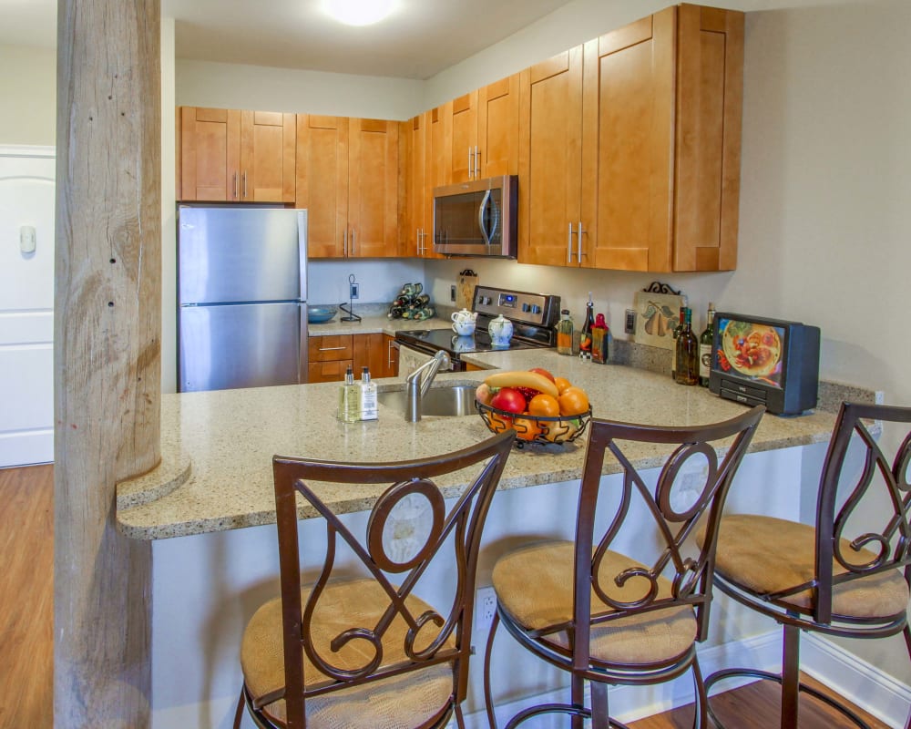 Kitchen at The Lofts at Ponemah Mills in Taftville, Connecticut