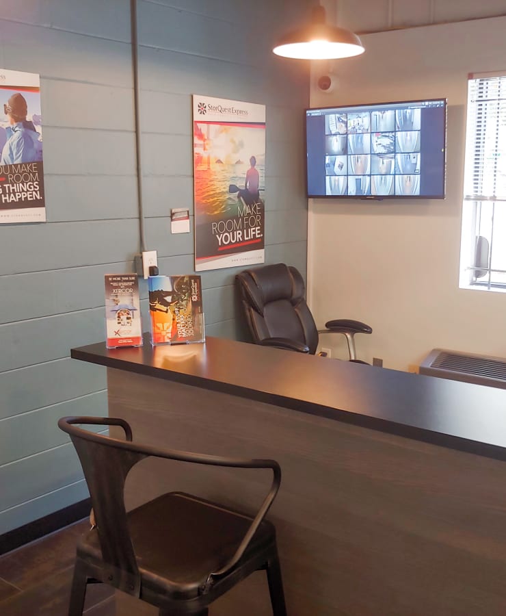 Interior of the leasing office at StorQuest Express Self Service Storage in Tampa, Florida