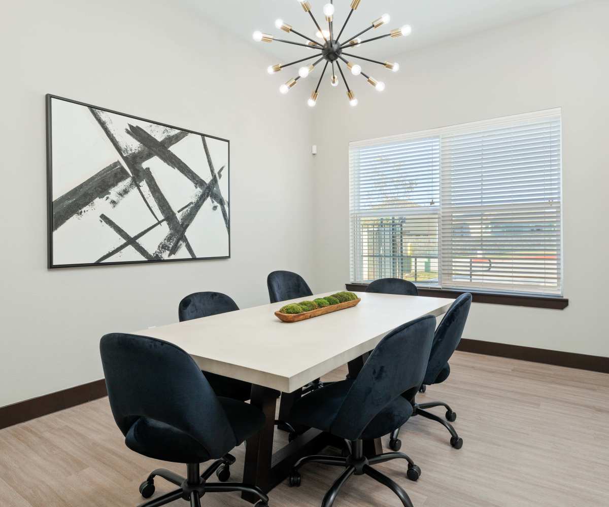 Modern business center at The Janson in Del Valle, Texas