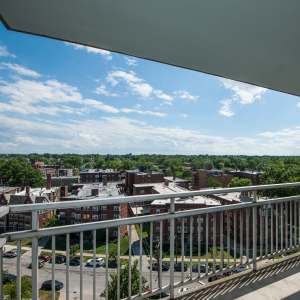 A view of the patio at 12000 Edgewater in Lakewood, Ohio