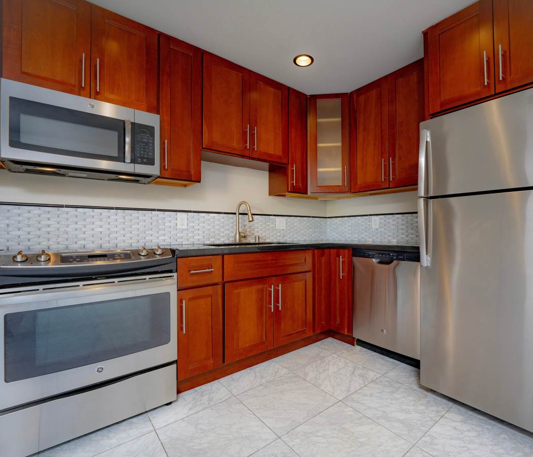 Kitchen area at 35 Tam in San Anselmo, California