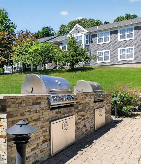 Grilling stations at Summit at Mill Ridge in East Haven, Connecticut