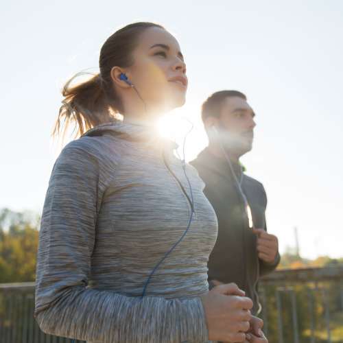 Residents jogging on a sunny day near The Willows in Escondido, California