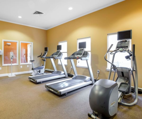 Spacious fitness center at Orchard Meadows Apartment Homes in Ellicott City, Maryland