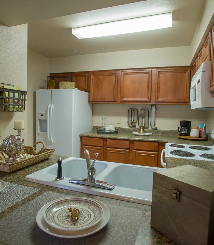Kitchen at Villas of Waterford Apartments in Wichita, Kansas
