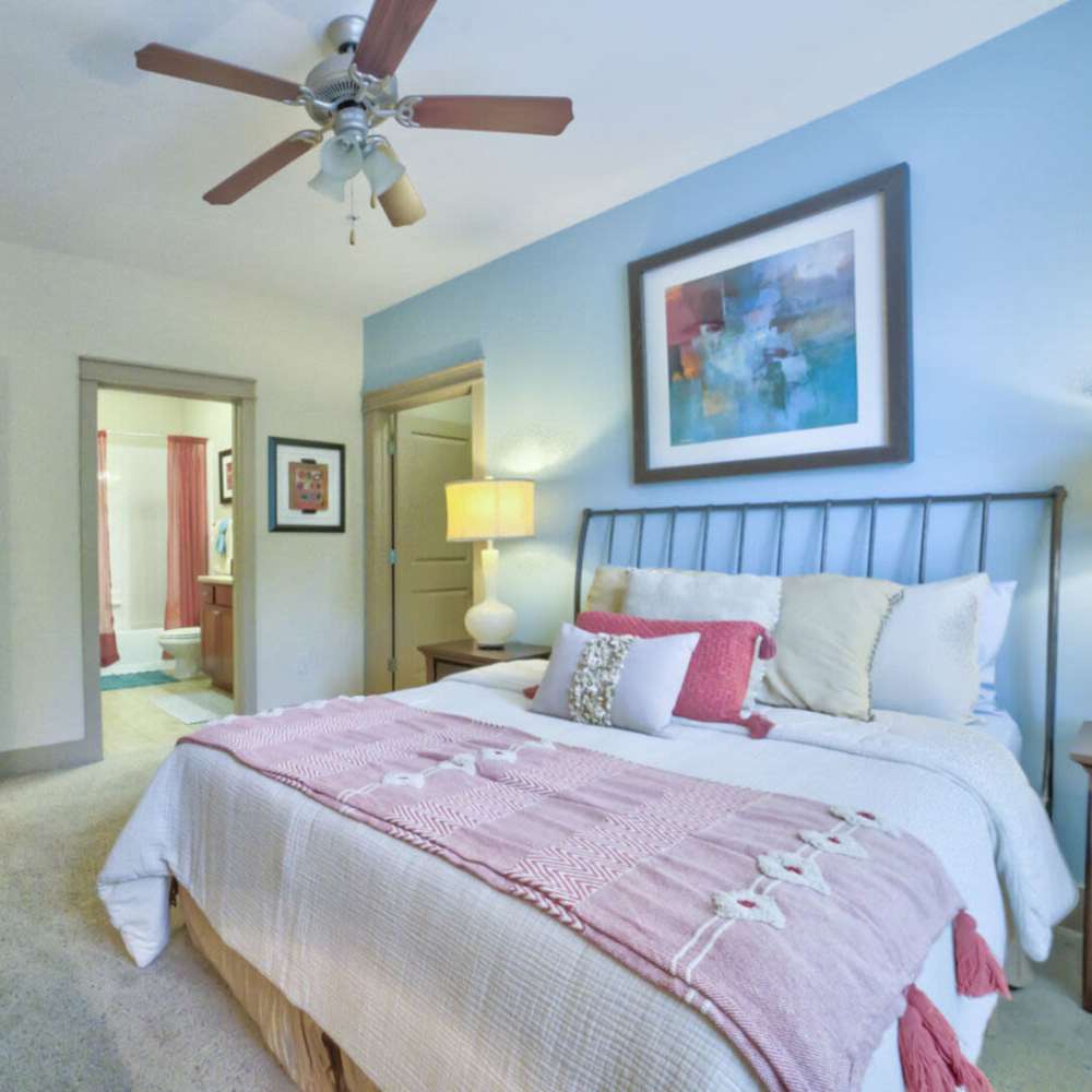 Apartment bedroom with large size bed at Avonlea Tributary in Lithia Springs, Georgia