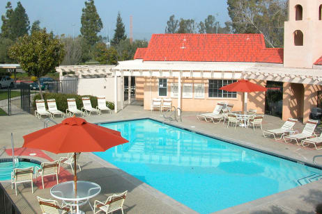 Poolside seating at Berkshire Laurel Creek, Fairfield, California