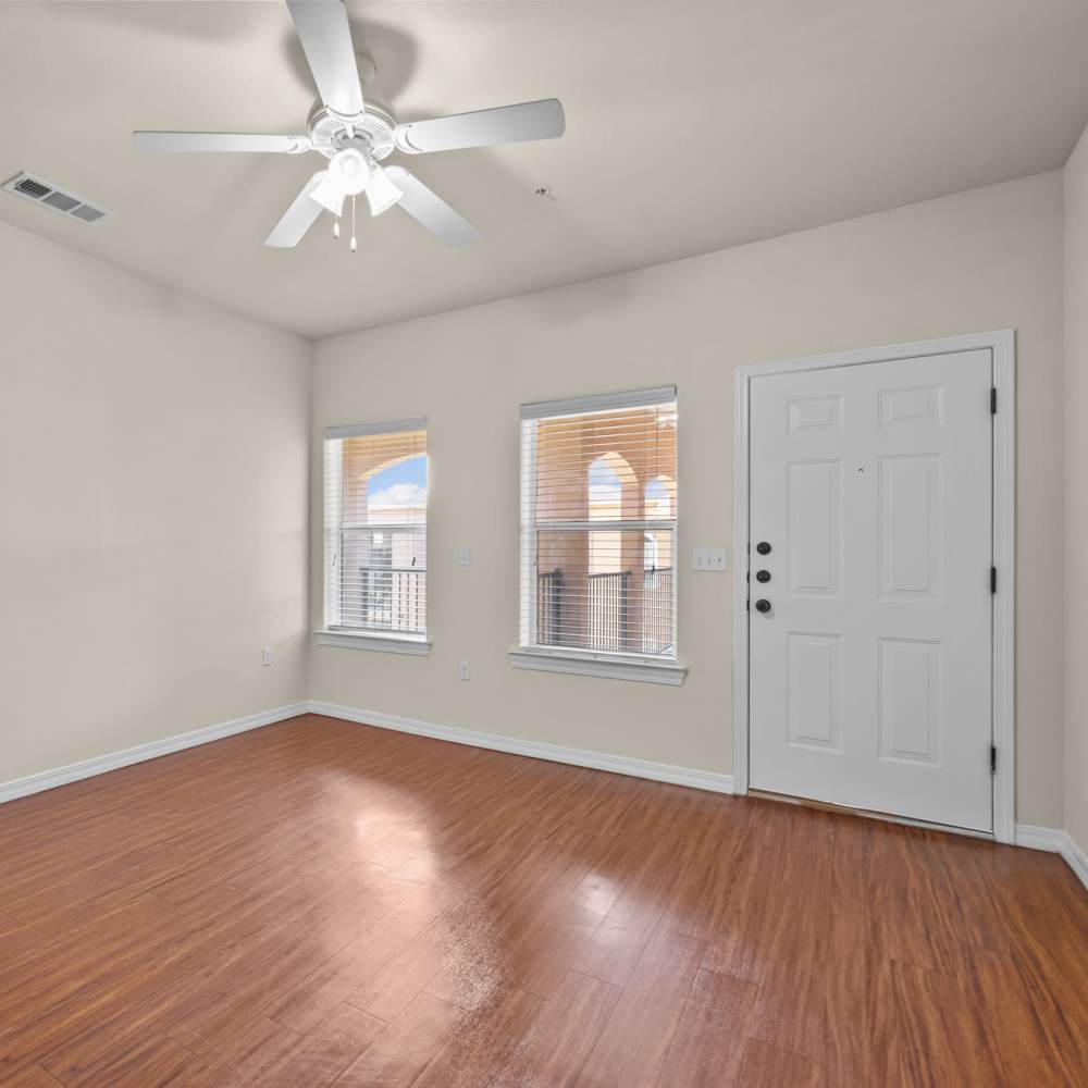 Modern apartment with ceiling fan at Las Torres Apartments in El Paso, Texas