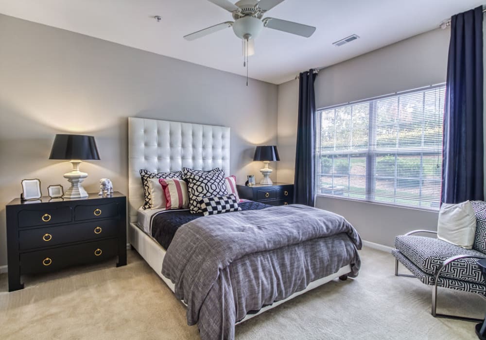 Spacious bedroom with ceiling fan, dresser, large and window Glass Creek in Mt Juliet, Tennessee