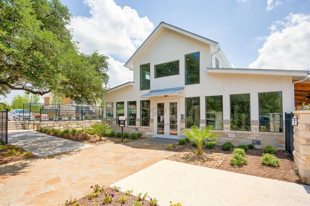Exterior of the community clubhouse at Creekside at Kenney's Fort in Round Rock, Texas