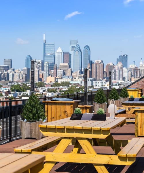 Rooftop deck at Brush Factory Lofts in Philadelphia, Pennsylvania