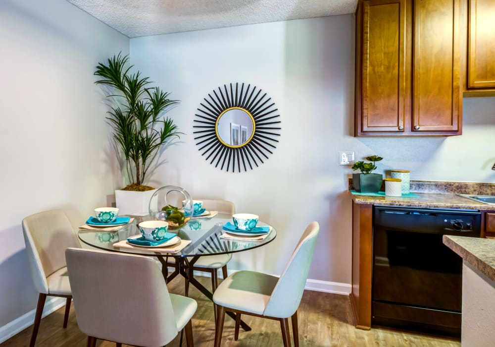 Dining nook next to the kitchen in a model home at Sofi Poway in Poway, California