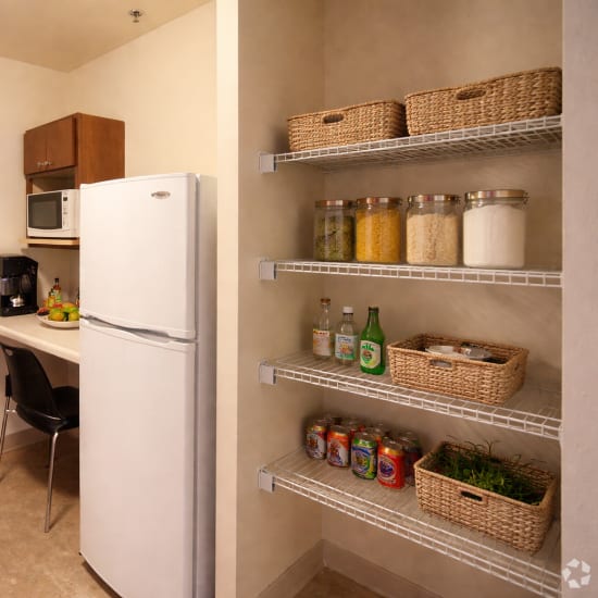 Pantry in the kitchen at Council Tower Apartments in Saint Louis, Missouri