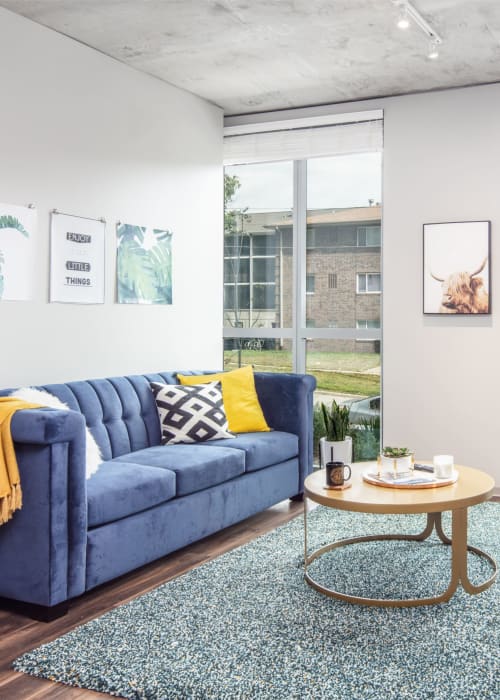 Well decorated bedroom at RISE at Riverfront Crossings in Iowa City, Iowa