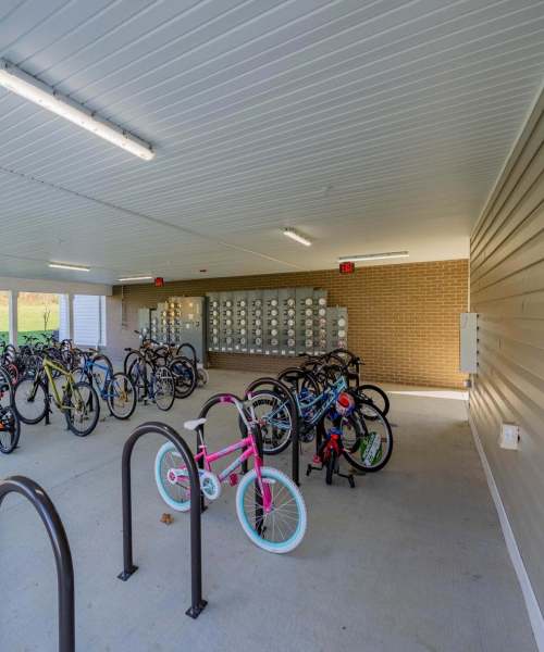 Multiple bike racks at Kershaw Greene IV in Athens, Ohio