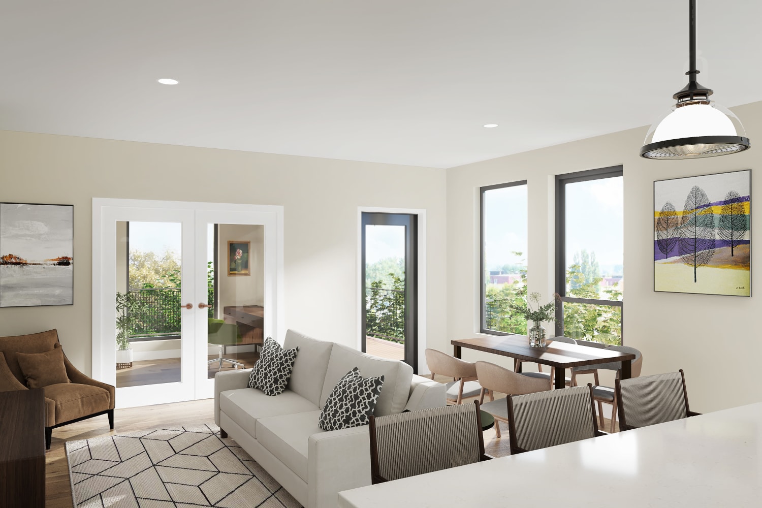 Private living area in a unit at at Amira Lowry in Denver, Colorado 