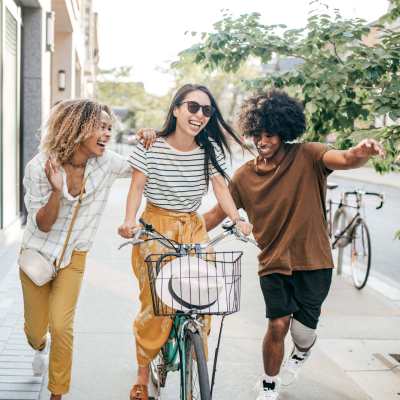 Friends having fun time near Kensington Crossings in Houston, Texas