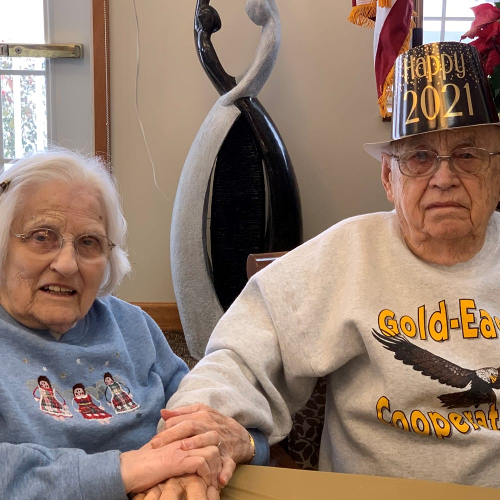 Resident living at birthcya celebration at Glenwood Place in Marshalltown, Iowa.