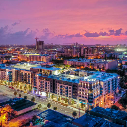 Aerial view of Motif at sunset in Fort Lauderdale, Florida