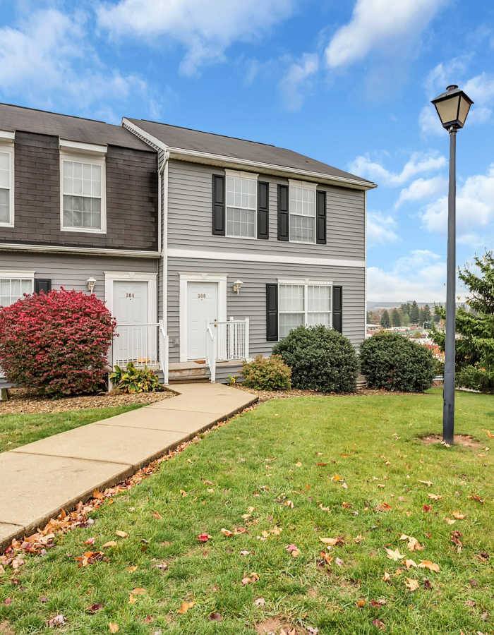Exterior of garden style student apartment at Traverse Commons in Indiana, Pennsylvania