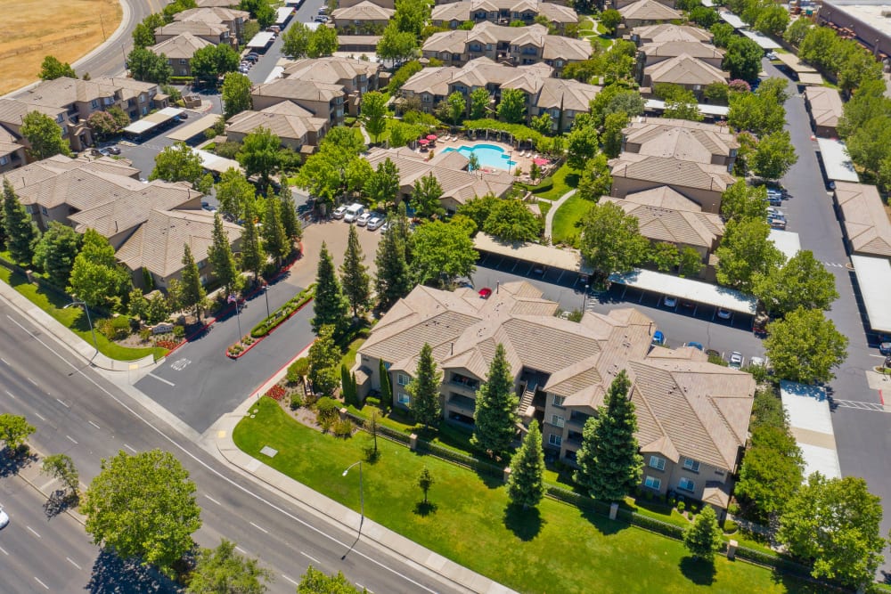 Aerial photo of The Artisan Apartment Homes in Sacramento, California