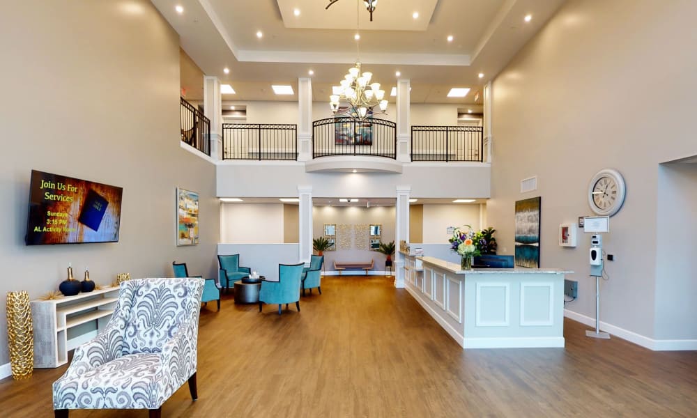 View of Keystone Place at Richland Creek's gorgeous front lobby in O'Fallon, Illinois