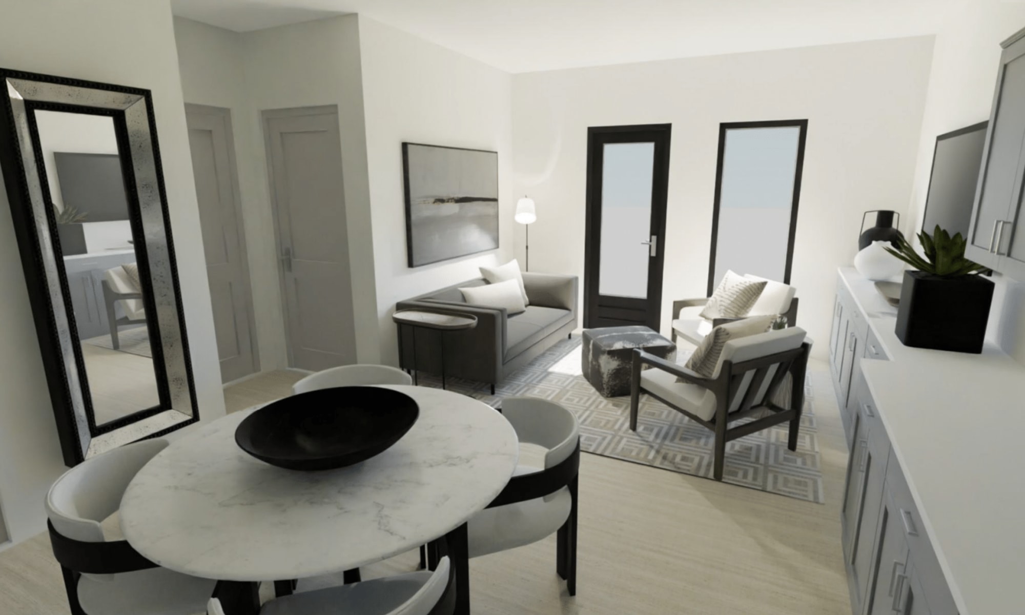 Rendering of living space at Quintana at Cooley Station in Gilbert, Arizona